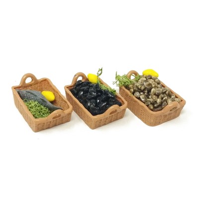Set 3 Cassette di Pesce Miniature per Presepe
