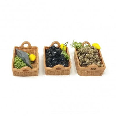 Set 3 Cassette di Pesce Miniature per Presepe