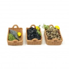 Set 3 Cassette di Pesce Miniature per Presepe