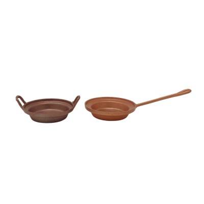 Set 2 Padelle in Rame in Miniatura per Presepe 86105