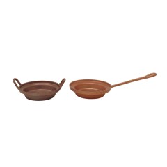 Set 2 Padelle in Rame in Miniatura per Presepe 86105