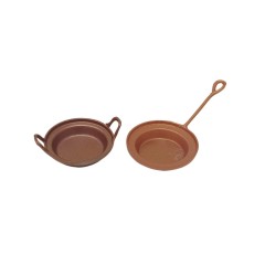 Set 2 Padelle in Rame in Miniatura per Presepe 86105