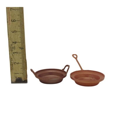 Set 2 Padelle in Rame in Miniatura per Presepe 86105