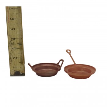 Set 2 Padelle in Rame in Miniatura per Presepe 86105