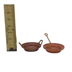 Set 2 Padelle in Rame in Miniatura per Presepe 86105