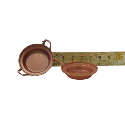 Set 2 Padelle in Rame in Miniatura per Presepe 86105