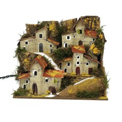 Paesaggio Presepe con Casette e Luci 20x14 cm 11386