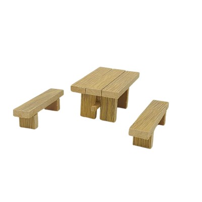 Tavolo Rettangolare con 2 Panche Miniature per Presepe