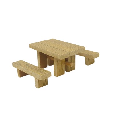Tavolo Rettangolare con 2 Panche Miniature per Presepe