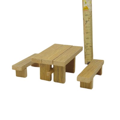 Tavolo Rettangolare con 2 Panche Miniature per Presepe