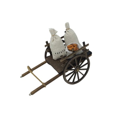 Carretto con Sacchi di Patate Miniature per Presepe