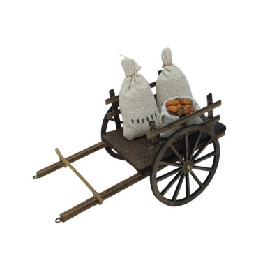 Carretto con Sacchi di Patate Miniature per Presepe