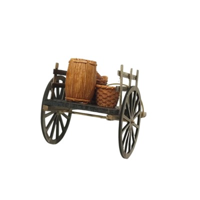 Carretto con Botti Miniatura per Presepe 15x10 cm