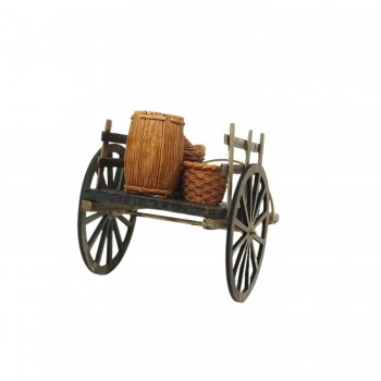 Carretto con Botti Miniatura per Presepe 15x10 cm