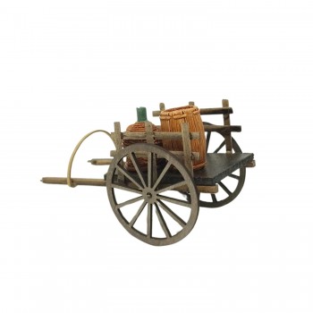 Carretto con Botti Miniatura per Presepe 15x10 cm