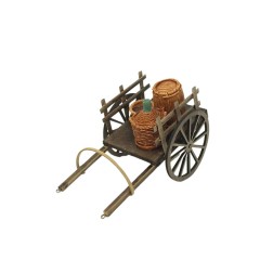 Carretto con Botti Miniatura per Presepe 15x10 cm