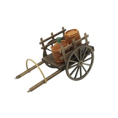 Carretto con Botti Miniatura per Presepe 15x10 cm