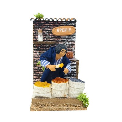 Venditore di Spezie Pastore per Presepe in Movimento 14x9 cm