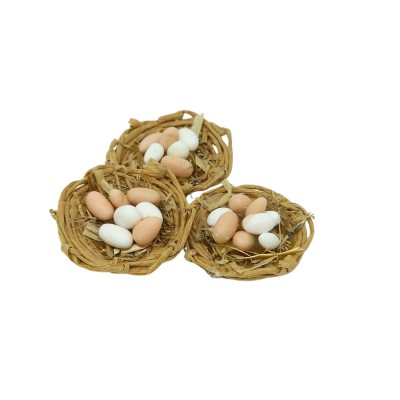 Set 3 Cestini con Uova 3 cm Miniatura per Presepe