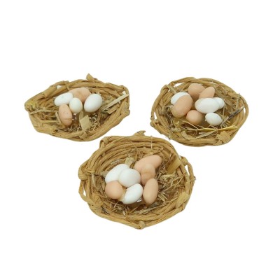 Set 3 Cestini con Uova 3 cm Miniatura per Presepe