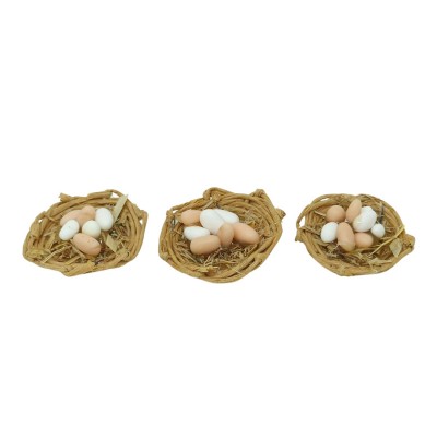 Set 3 Cestini con Uova 3 cm Miniatura per Presepe