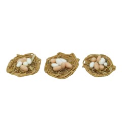 Set 3 Cestini con Uova 3 cm Miniatura per Presepe