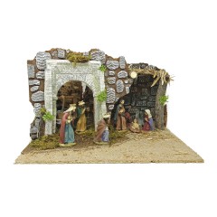 Grotta per Presepe con Natività e Luci 35x25 cm 79342