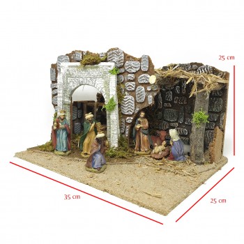 Grotta per Presepe con Natività e Luci 35x25 cm 79342