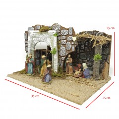 Grotta per Presepe con Natività e Luci 35x25 cm 79342