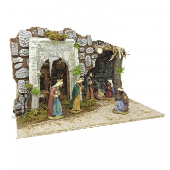 Grotta per Presepe con Natività e Luci 35x25 cm 79342