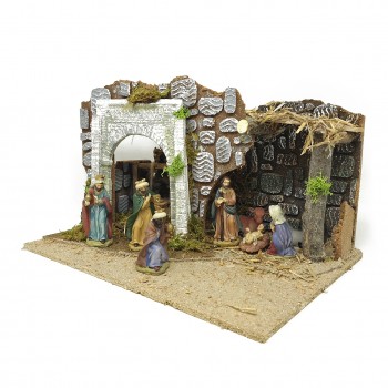 Grotta per Presepe con Natività e Luci 35x25 cm 79342