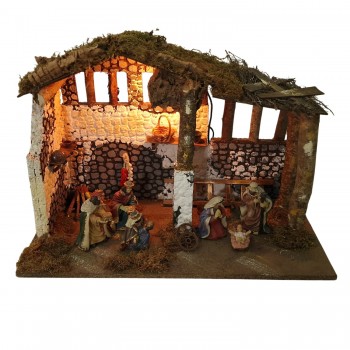 Grotta Illuminata per Presepe con Natività 50x25 cm