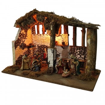 Grotta Illuminata per Presepe con Natività 50x25 cm