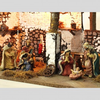 Grotta Illuminata per Presepe con Natività 50x25 cm