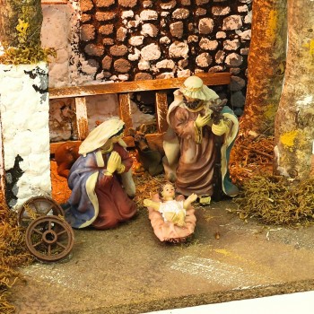 Grotta Illuminata per Presepe con Natività 50x25 cm
