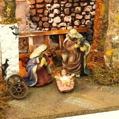 Grotta Illuminata per Presepe con Natività 50x25 cm