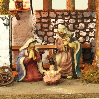 Grotta Illuminata per Presepe con Natività 50x25 cm