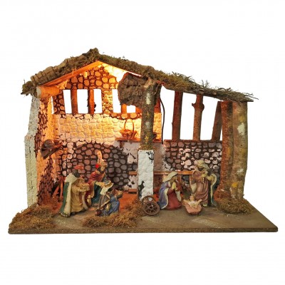 Grotta Illuminata per Presepe con Natività 50x25 cm