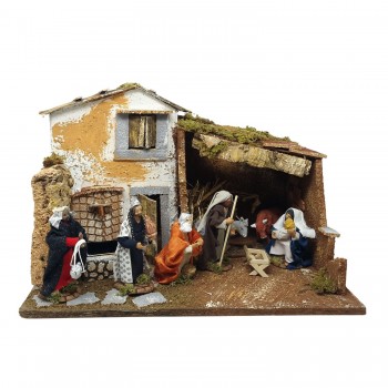Grotta per Presepe con Natività Fontana e Luci 45x30 cm 11767+79105
