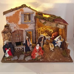 Grotta per Presepe con Natività Fontana e Luci 45x30 cm 11767+79105