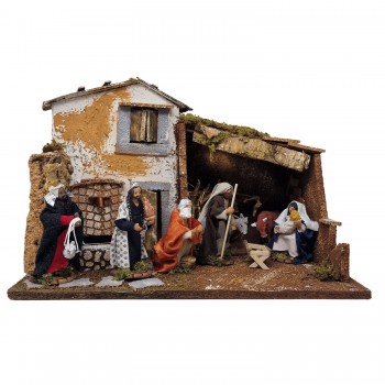 Grotta per Presepe con Natività Fontana e Luci 45x30 cm 11767+79105
