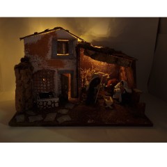 Grotta per Presepe con Natività Fontana e Luci 45x30 cm 11767+79105