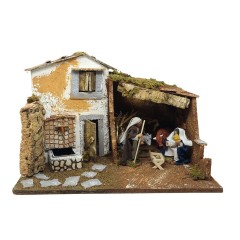 Grotta per Presepe con Natività Fontana e Luci 45x30 cm 11767+79105
