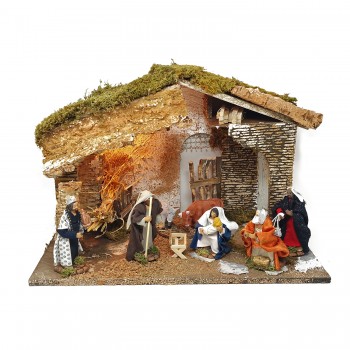 Grotta per Presepe con Natività e Luci 50x26 cm 87470+79105
