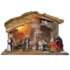 Grotta per Presepe con Natività e Luci 50x26 cm 87470+79105