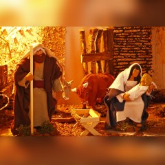 Grotta per Presepe con Natività e Luci 50x26 cm 87470+79105