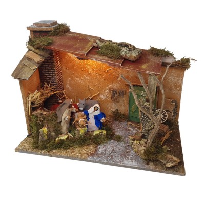 Capanna Completa di Natività in Movimento e Luci 50x26 cm 87497+79343