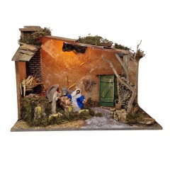 Capanna Completa di Natività in Movimento e Luci 50x26 cm 87497+79343