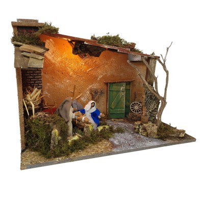 Capanna Completa di Natività in Movimento e Luci 50x26 cm 87497+79343