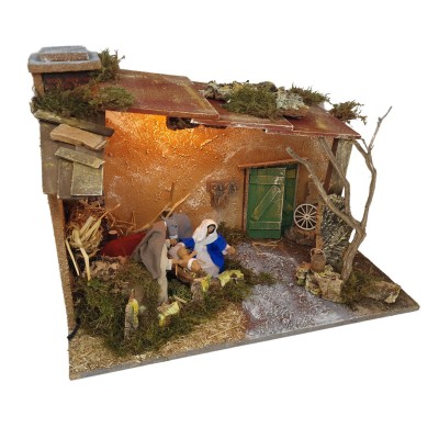 Capanna Completa di Natività in Movimento e Luci 50x26 cm 87497+79343